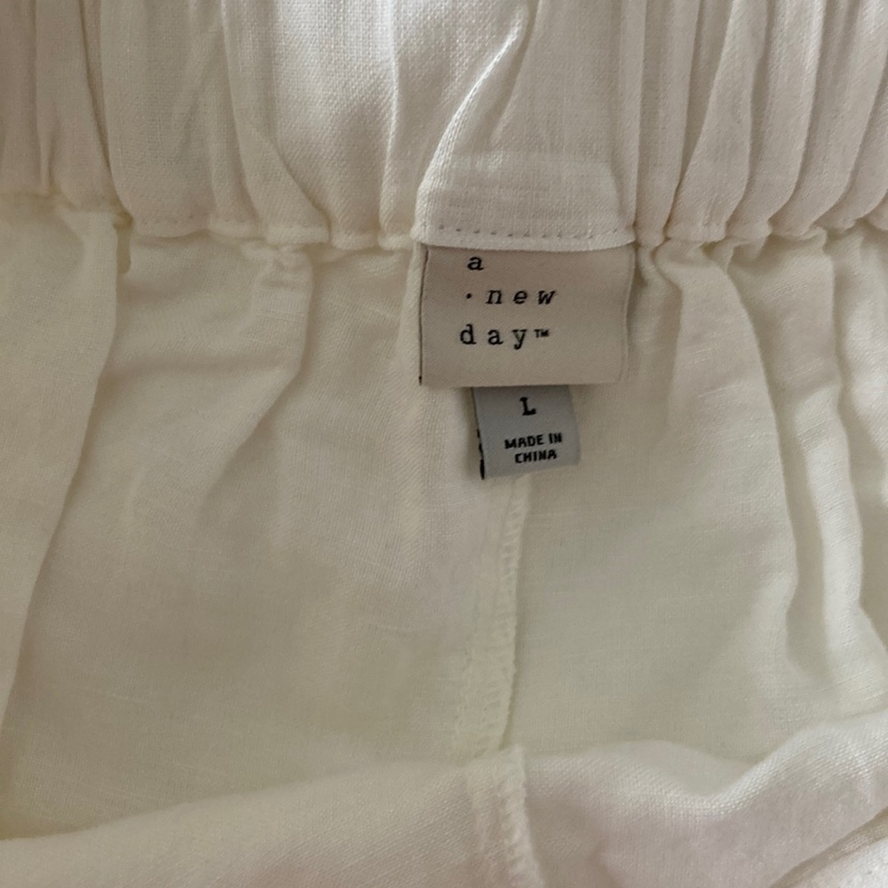 A New Day wide leg white linen pants L - Picture 3 of 5